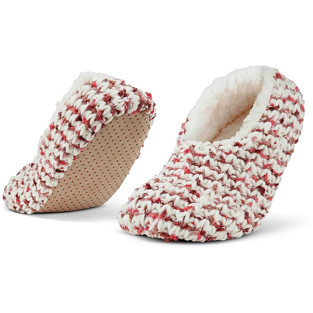 Magellan Outdoors Women's Crochet Lodge Slippers ALOE Infused Red Cream NWT